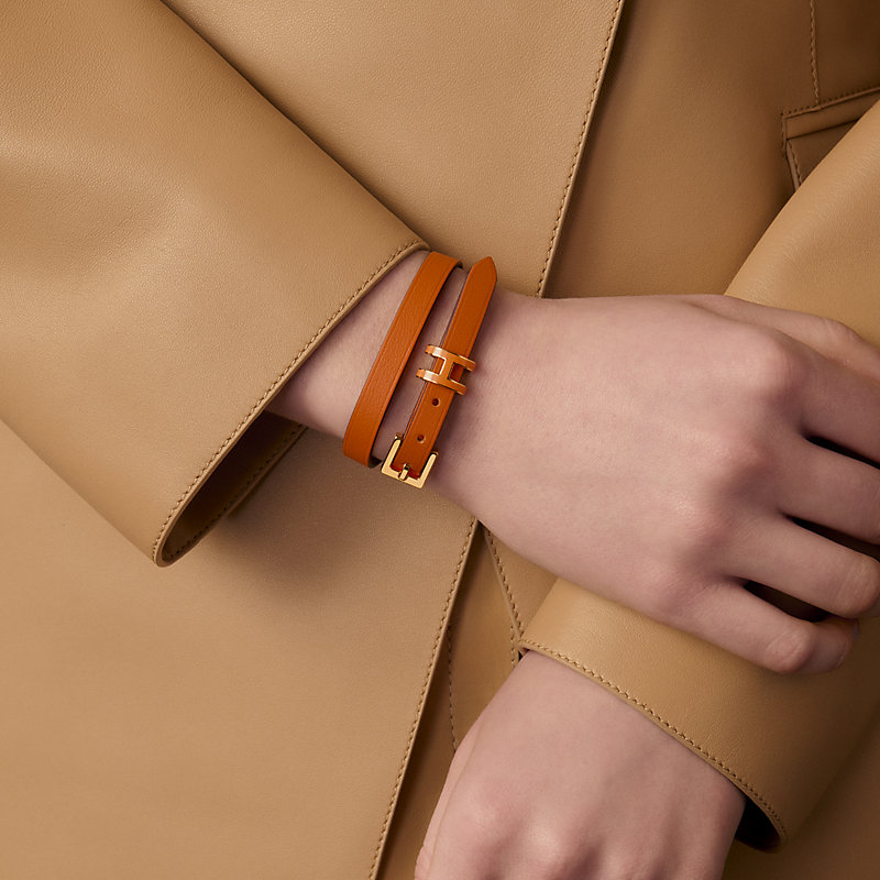 レザーブレスレット 《ポップH》 ドゥブルトゥール - オレンジ