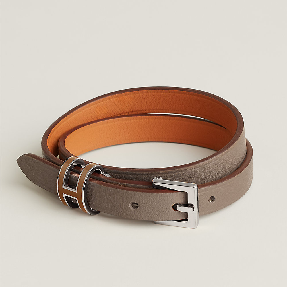 レザーブレスレット 《ポップH》 ドゥブルトゥール - ベージュ