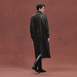 ♫エルメス ロングコート 38 ブラック ダークグレー ヴィンテージ ♫エルメス ロングコート 38 ブラック ダークグレー ヴィンテージ