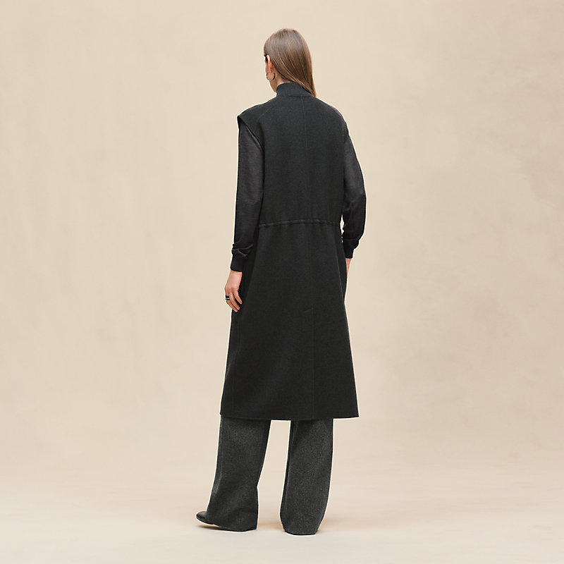 HERMES 2023AWキルティングロングジレ エルメス 2023 A/W カシミア ロングジレ ベージュナチュラル
