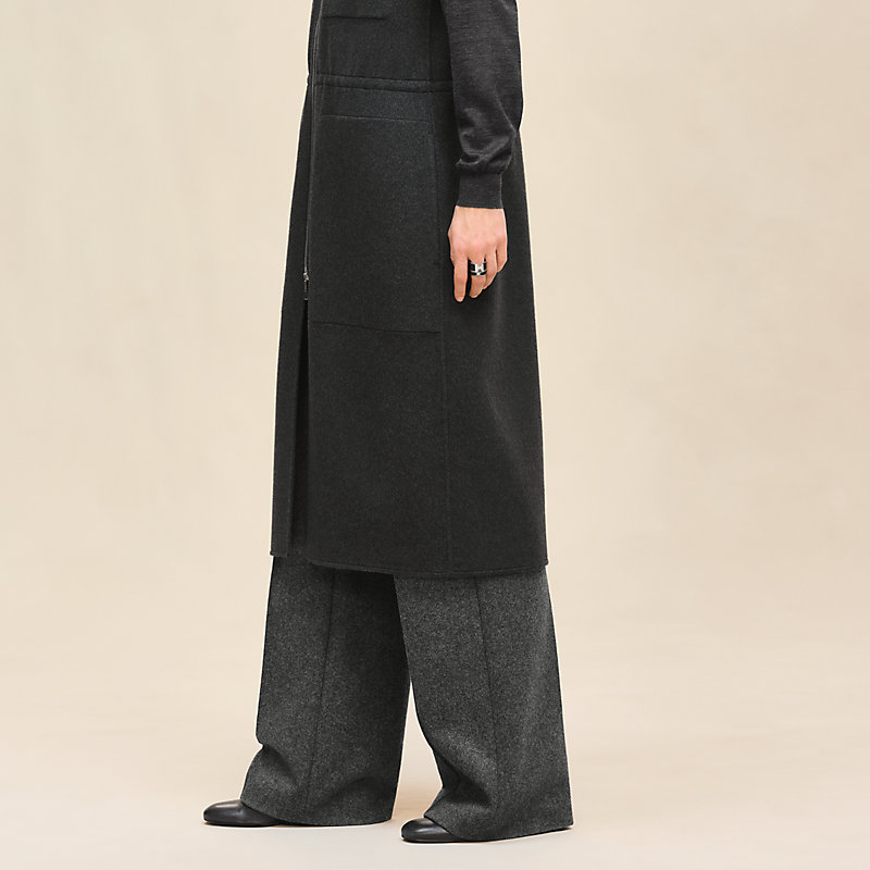 HERMES 2023AWキルティングロングジレ エルメス 2023 A/W カシミア ロングジレ ベージュナチュラル