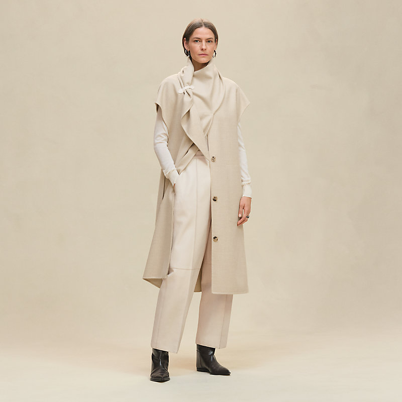 ロングジレ ドレープネック - ホワイト | Hermès - エルメス-公式サイト