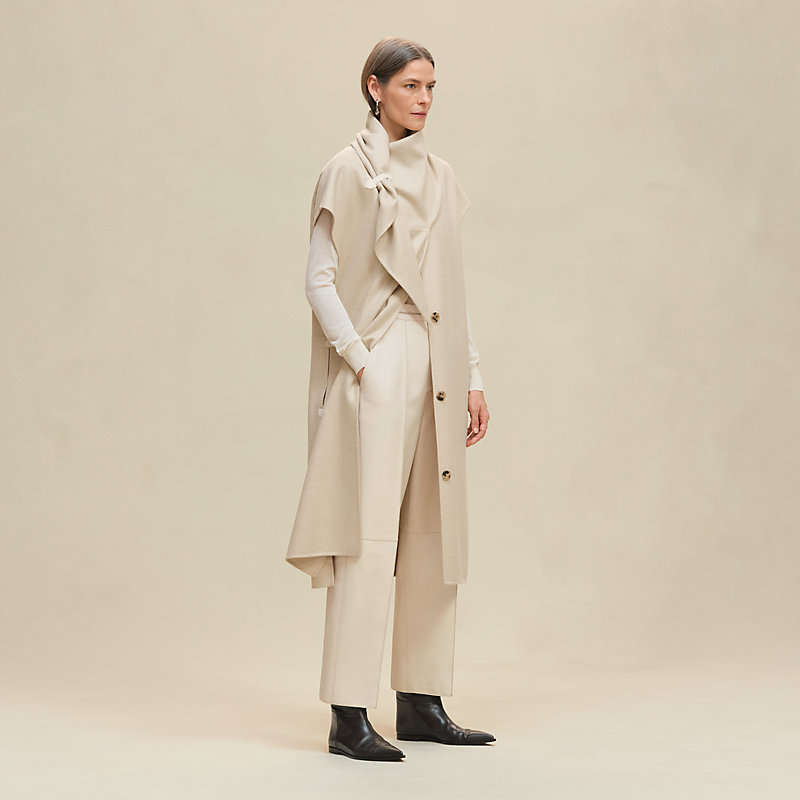 ロングジレ ドレープネック - ホワイト | Hermès - エルメス-公式サイト