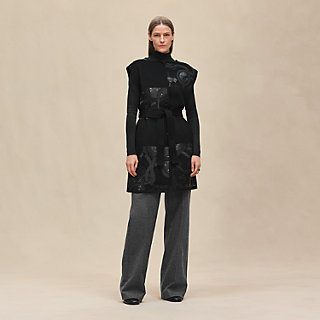 ロングジレ ノースリーブ 刺繍入り - ブラック | Hermès - エルメス