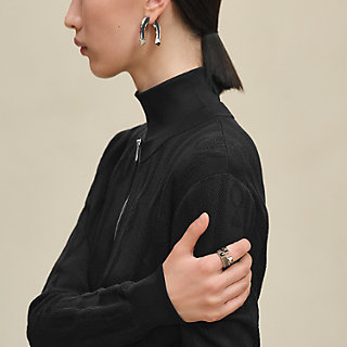 HERMES ブラックフロントジッパーカーディガン HERMES ブラックフロントジッパーカーディガン