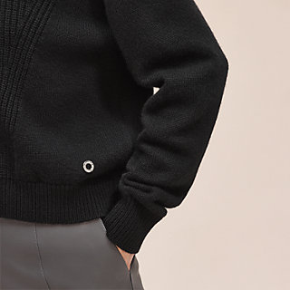 新品タグ付き HERMES カシミヤ100% Hリフト ロングスリーブニット 黒 ロングスリーブニット-《hリフト