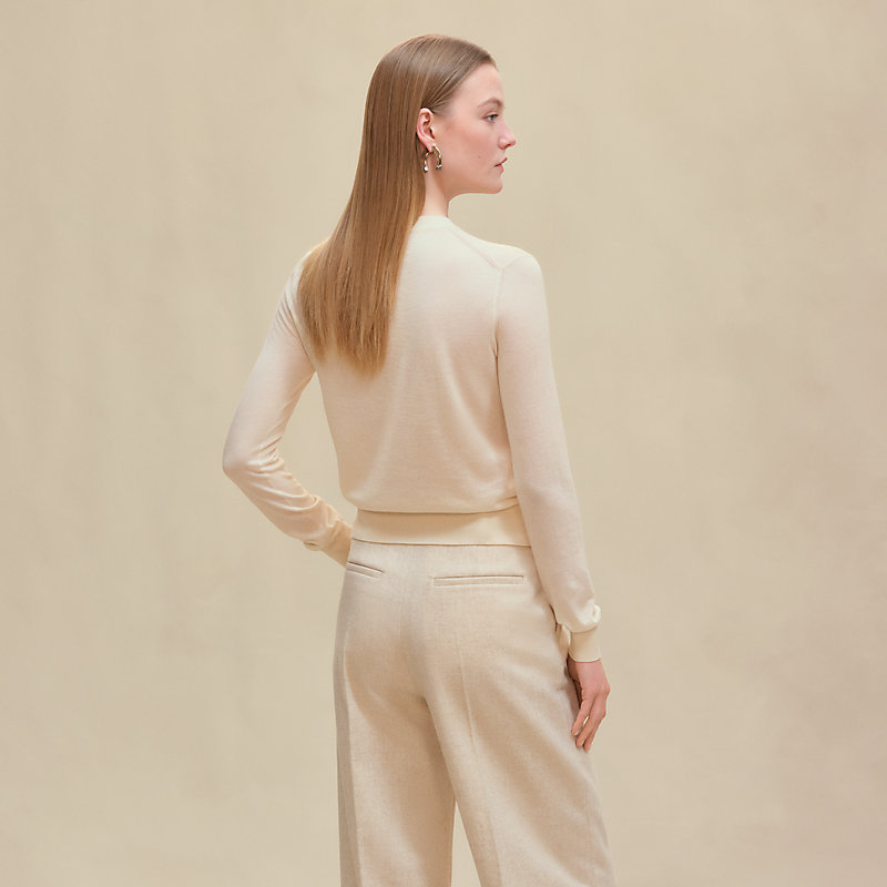 エルメス 2025春夏プレタ Brides de Gala ロングスリーブニット ロングスリーブニット 《Hリフト》モチーフ - ブルー | Hermès