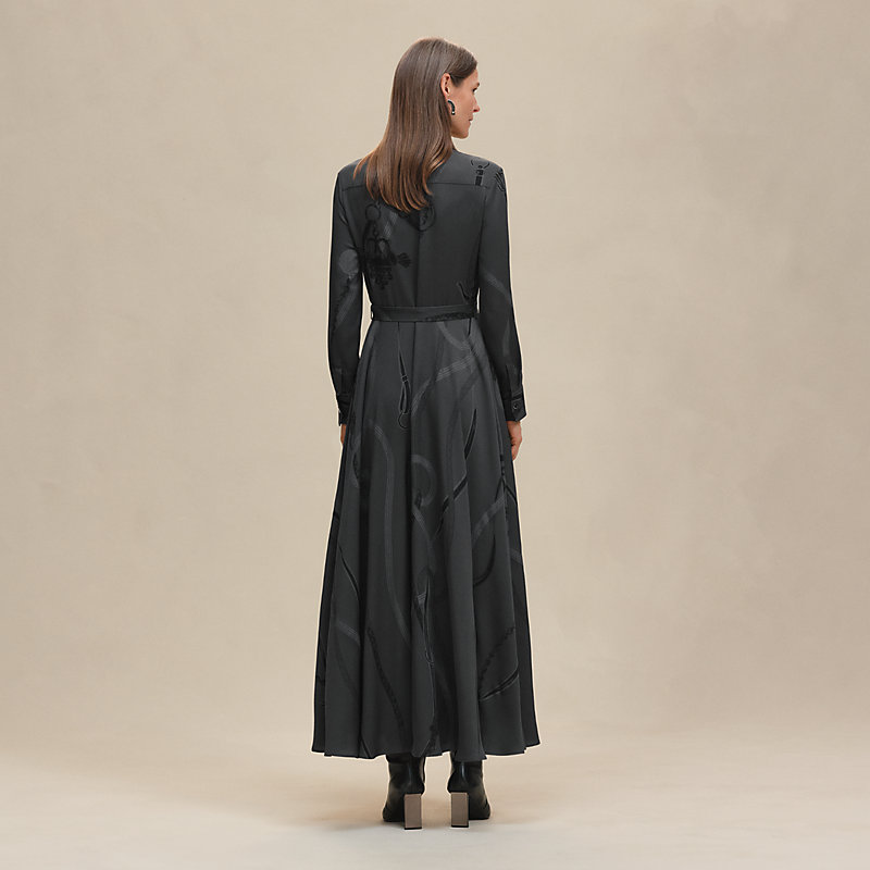 HERMESエルメス　コートドレス ロングドレス 《パルフロワ・リミックス》プリント - グレー | Hermès