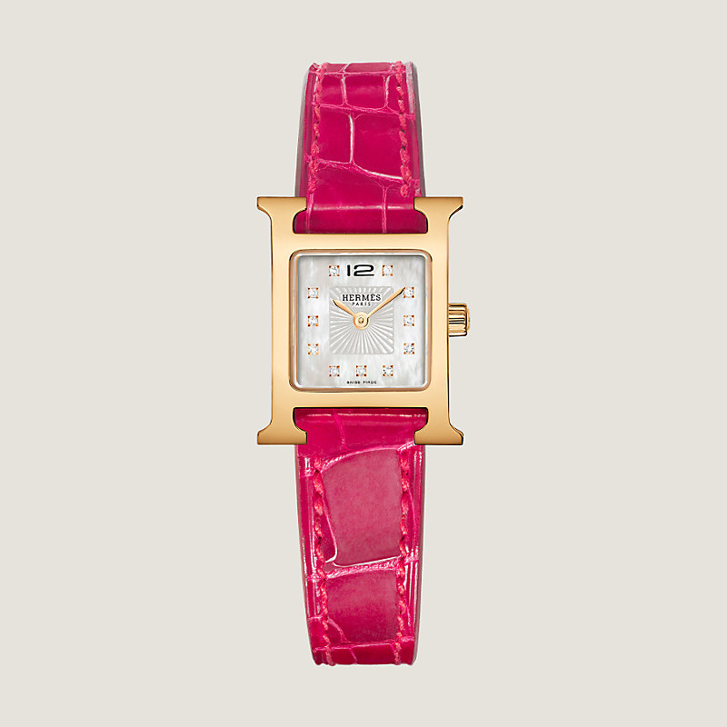 ◆専用◆エルメス腕時計Hウォッチミニ　21㎜2重ダイヤモンドパールグレー新品