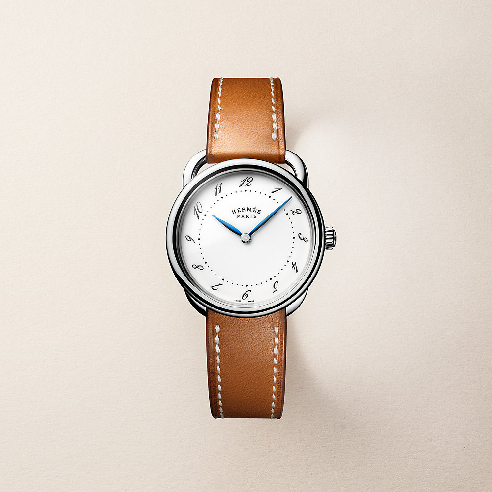 HERMES エルメス アルソー クォーツ 白文字盤 レザー 不動品 腕時計-《アルソー》-30-mm--