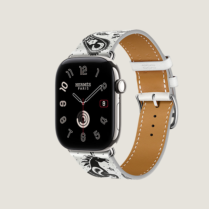 시리즈 12 케이스 & 애플 워치 에르메스 스트랩, Animaux Bandana 싱글 투어 46mm, 보기: 옆, 3개 중 3번째 보기
