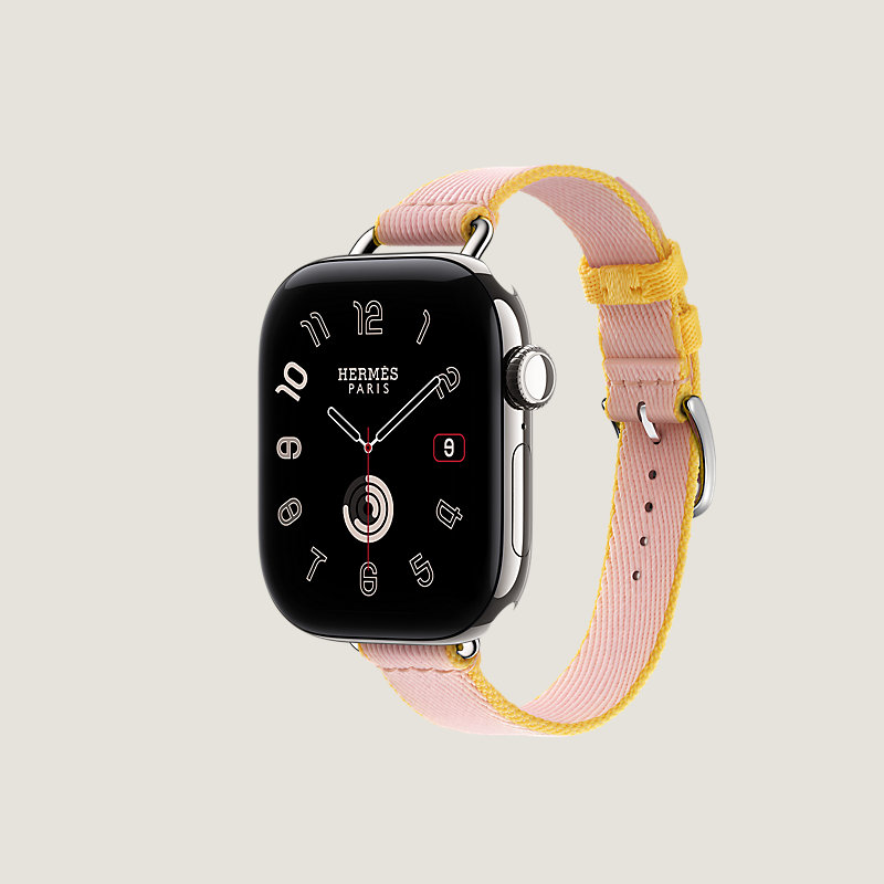 시리즈 12 케이스 & 애플 워치 에르메스 스트랩, Twill Jump Attelage 싱글 투어 42mm, 보기: 옆, 3개 중 3번째 보기