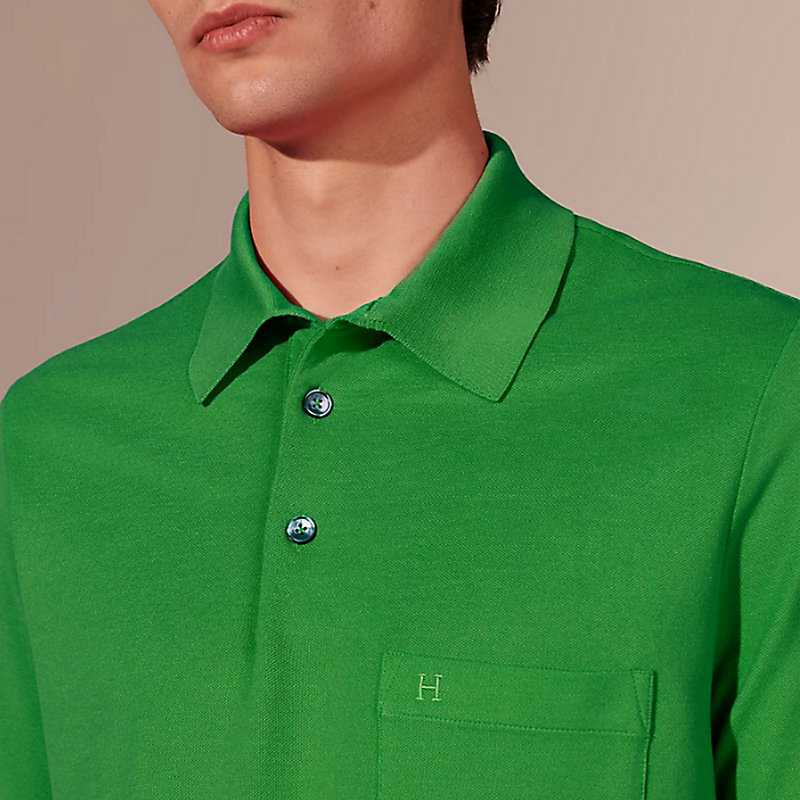Polo boutonné broderie H